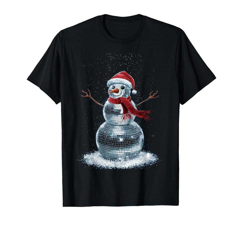 Snowman Santa Hat Disco Ball Matching T-Shirt - Unique Graphic Unisex - T-Shirt, Sweatshirt, Hoodie