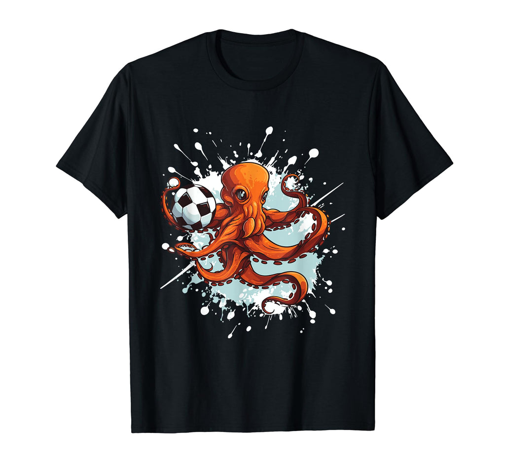 Octopus Playing Soccer Animal Sports T-Shirt - Custom Art Print Men Women - T-Shirt, Sweatshirt, Hoodie