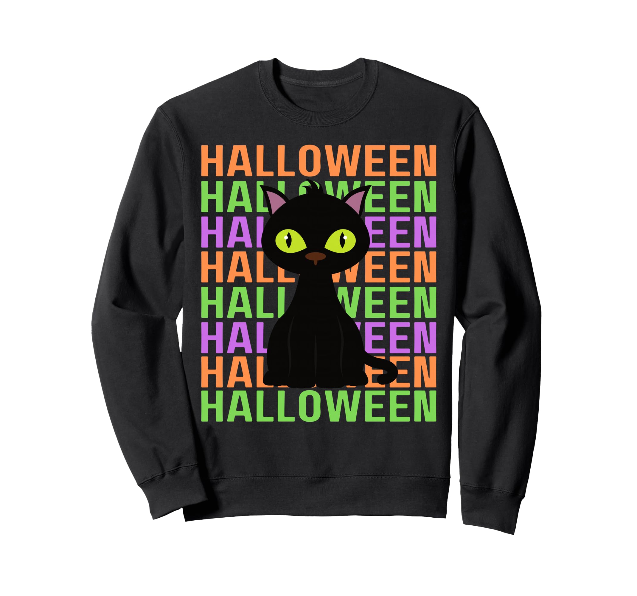 Halloween Black Cat Costume Fun Kitty Sweatshirt - Graphic Print Unisex - T-Shirt, Sweatshirt, Hoodie