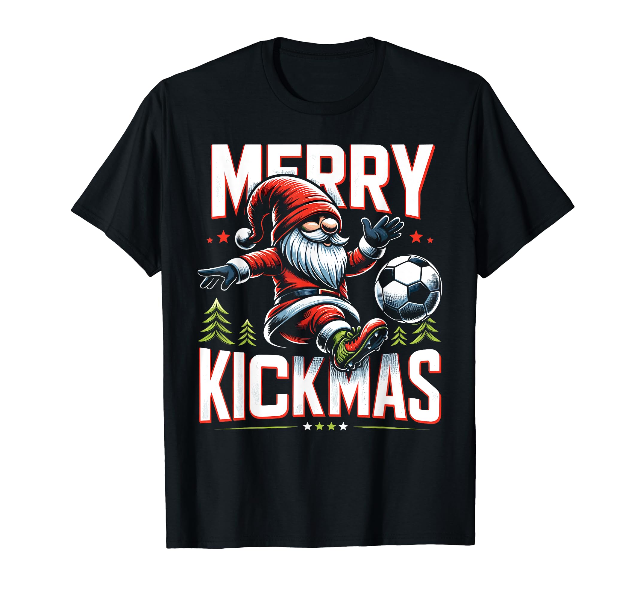Soccer Gnome Merry Kickmas Soccer T-Shirt - Custom Art Print Men Women - T-Shirt, Sweatshirt, Hoodie
