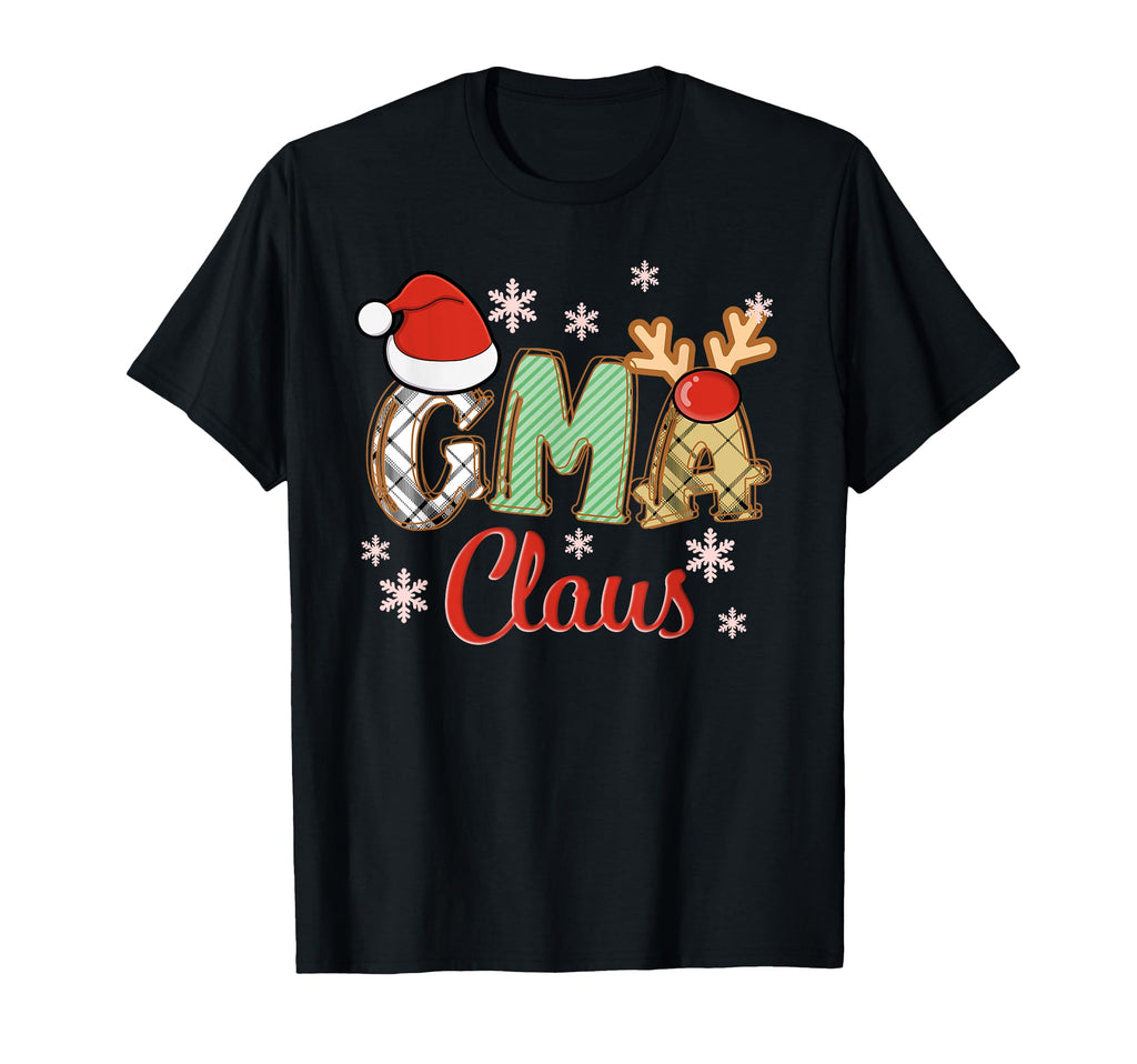 Gma Claus Santa Hat Reindeer Plaid T-Shirt - Fun Novelty Design for Adults - T-Shirt, Sweatshirt, Hoodie