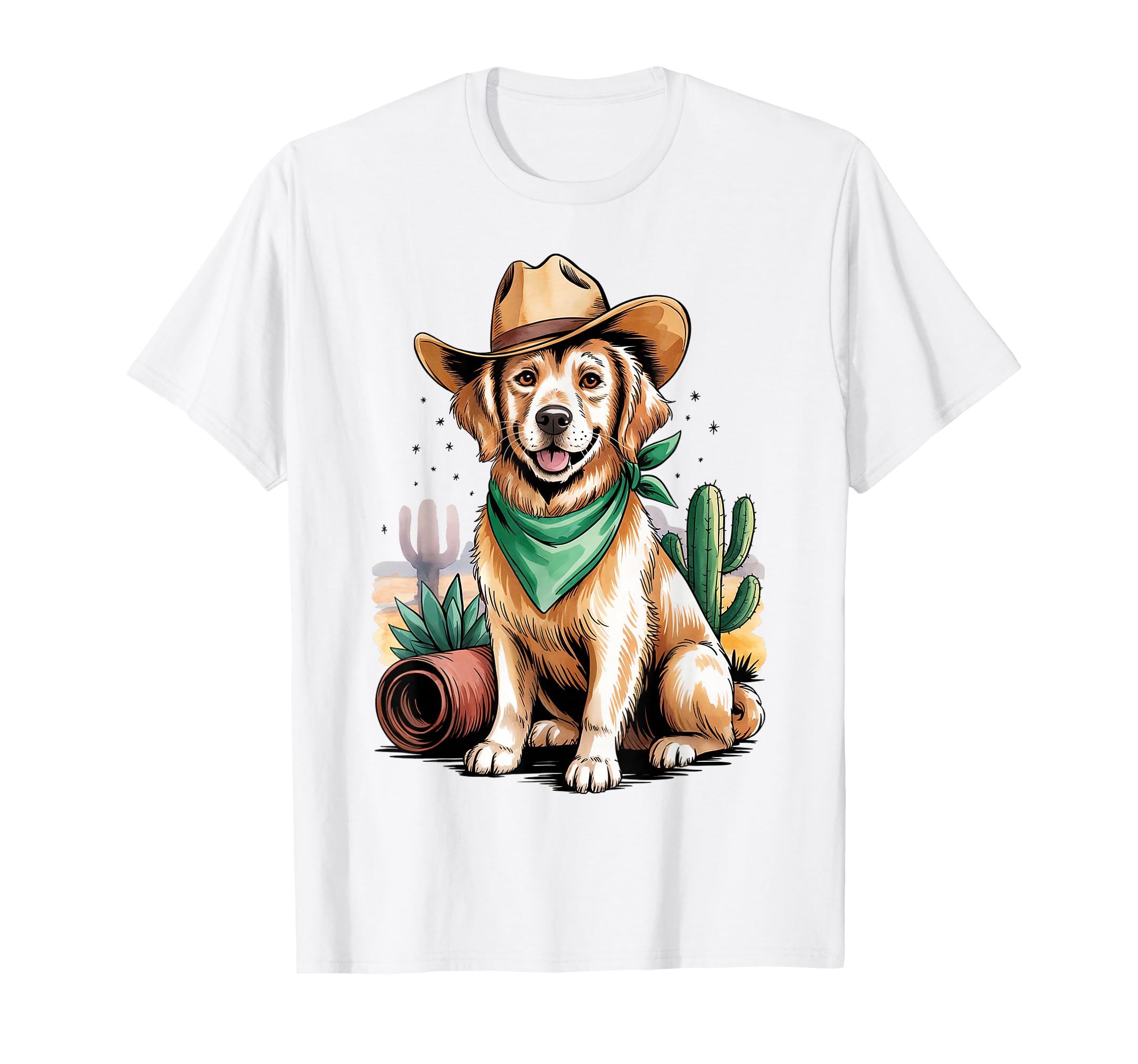 Golden Retriever Cowboy Dog Western T-Shirt - Aesthetic Graphic for Adults - T-Shirt, Sweatshirt, Hoodie