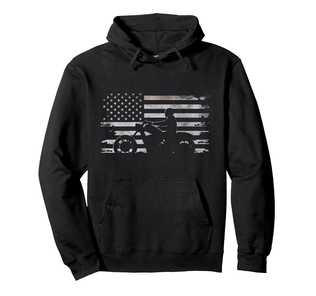 American Flag Motorcycle Motorcycle Hoodie - Graphic Print for Adults - T-Shirt, Sweatshirt, Hoodie