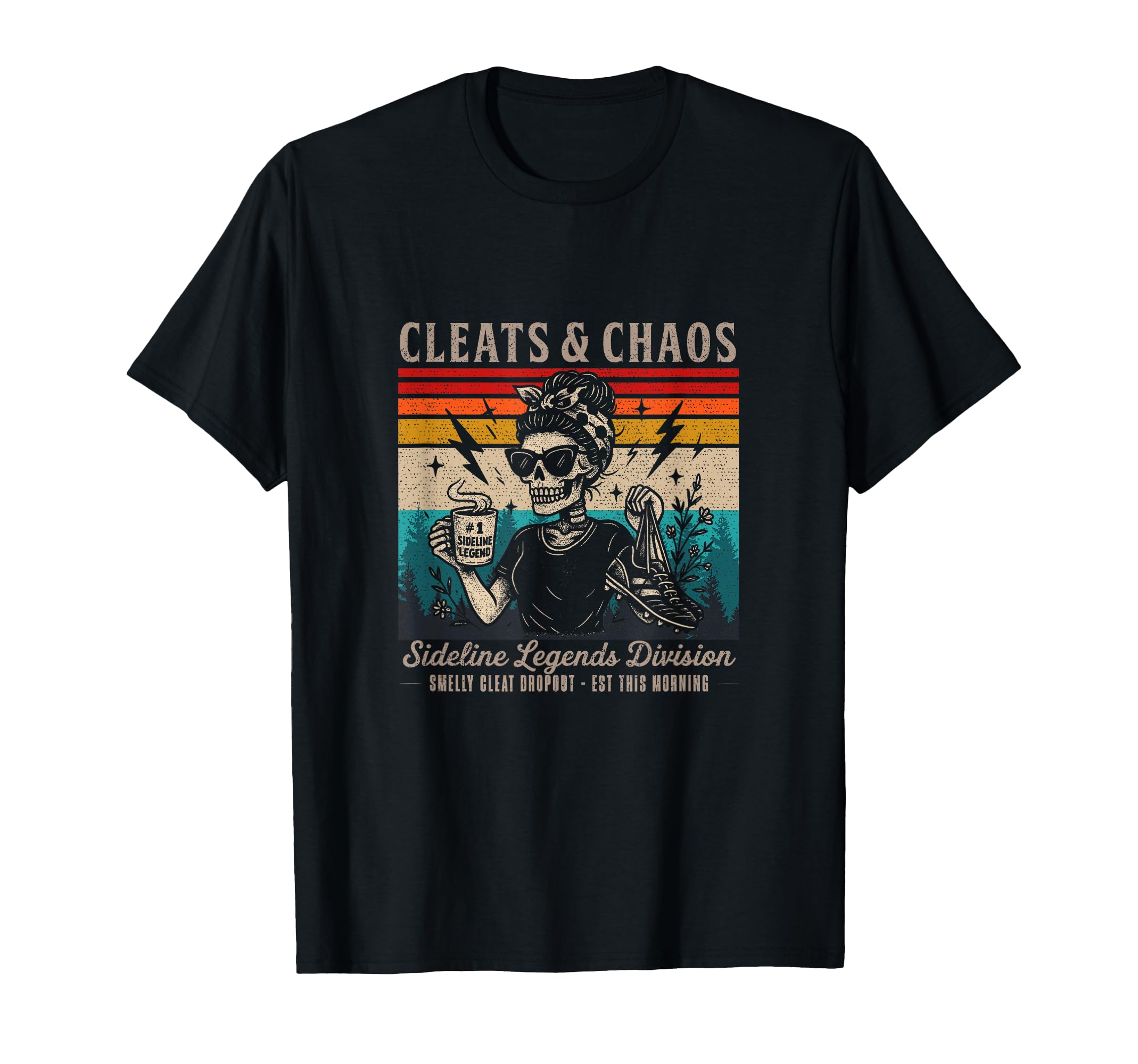 Cleats And Chaos Skeleton Soccer Mom T-Shirt - Trendy Graphic for Adults - T-Shirt, Sweatshirt, Hoodie