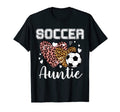 Soccer Auntie Heart Leopard Grandma T-Shirt - Minimalist Print Men Women - T-Shirt, Sweatshirt, Hoodie