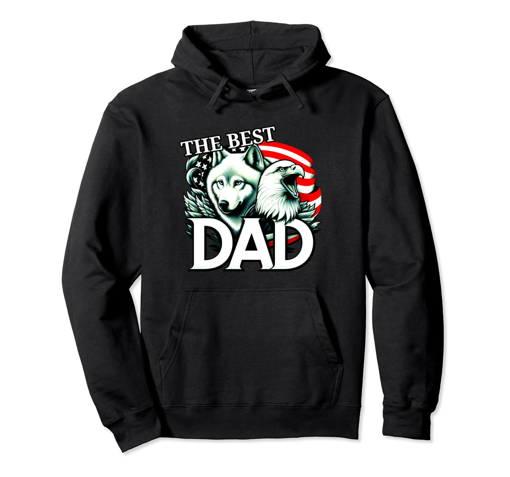 Best Dad Wolf Bald Eagle American Hoodie - Aesthetic Graphic Men Women - T-Shirt, Sweatshirt, Hoodie