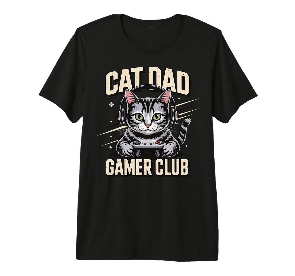 Mens Cat Dad Gamer Club Tri Blend T-Shirt - Casual Everyday Wear Unisex - T-Shirt, Sweatshirt, Hoodie