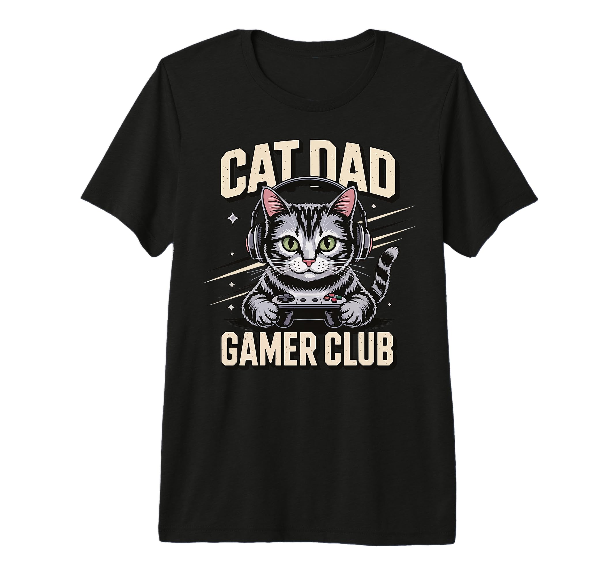 Mens Cat Dad Gamer Club Tri Blend T-Shirt - Casual Everyday Wear Unisex - T-Shirt, Sweatshirt, Hoodie