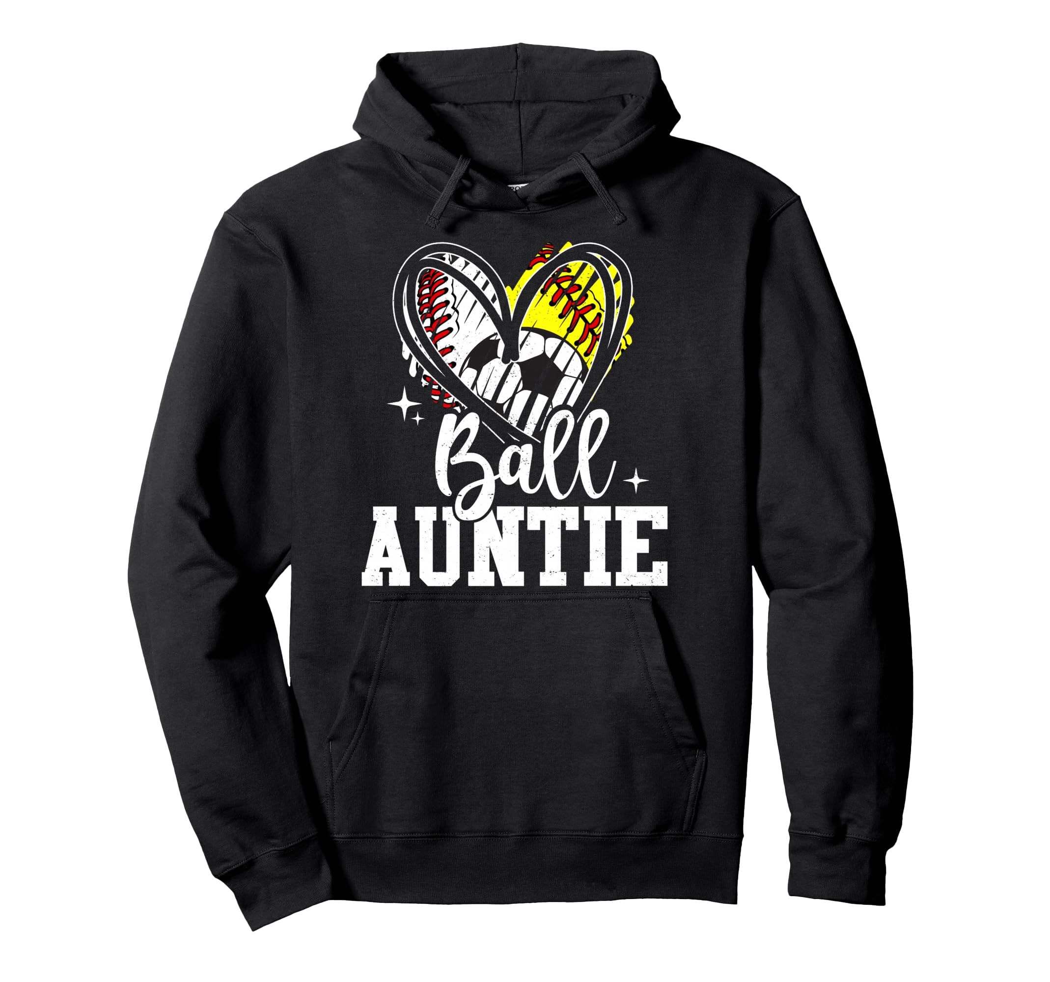 Ball Auntie Baseball Softball Soccer Aunt Hoodie - Unique Graphic Unisex - T-Shirt, Sweatshirt, Hoodie