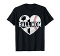 Ball Mom Heart Funny Baseball Soccer T-Shirt - Novelty Apparel for Adults - T-Shirt, Sweatshirt, Hoodie