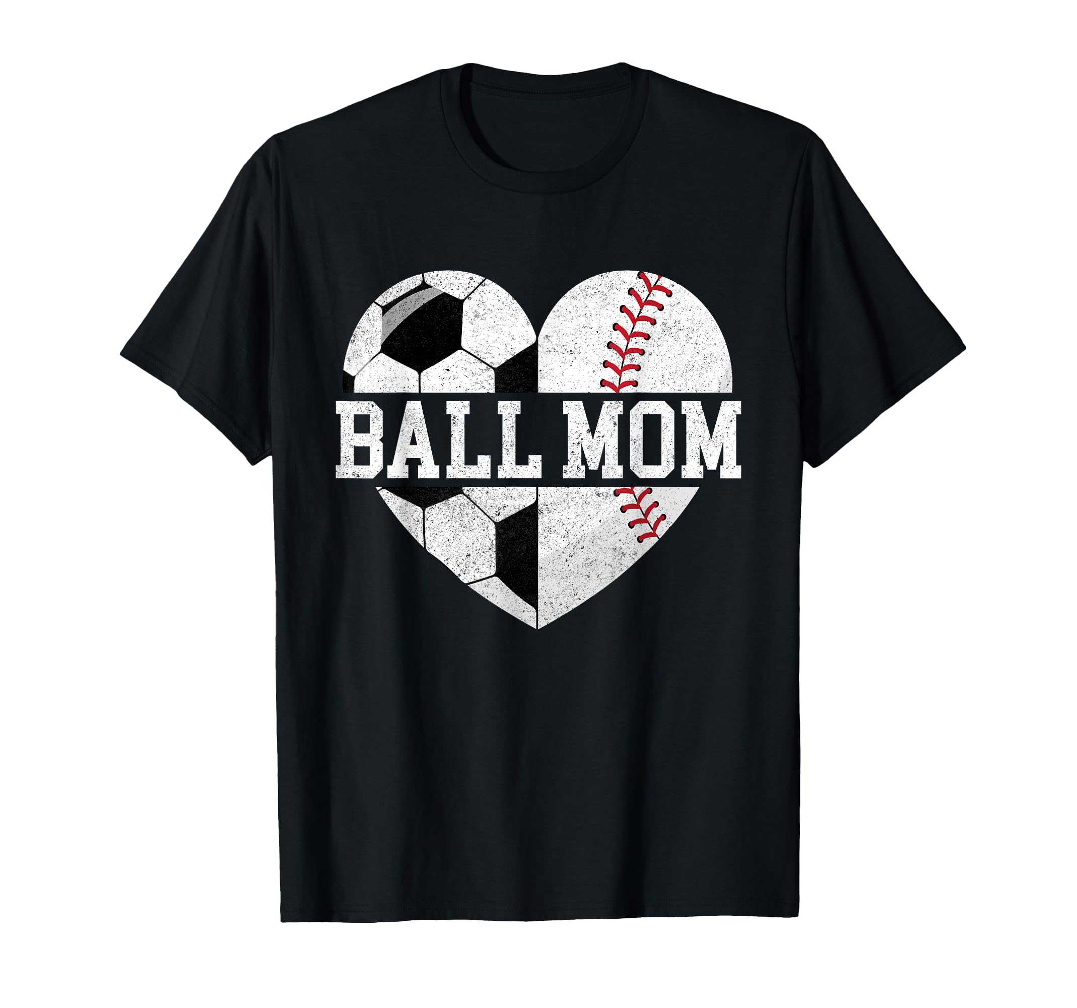 Ball Mom Heart Funny Baseball Soccer T-Shirt - Novelty Apparel for Adults - T-Shirt, Sweatshirt, Hoodie