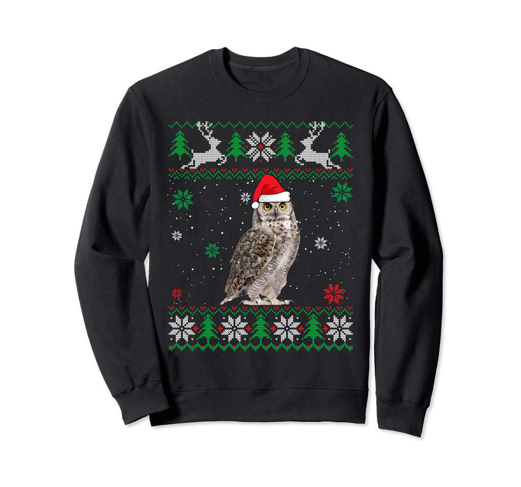 Ugly Owl Lover Santa Hat Animals Sweatshirt - Graphic Print for Adults - T-Shirt, Sweatshirt, Hoodie