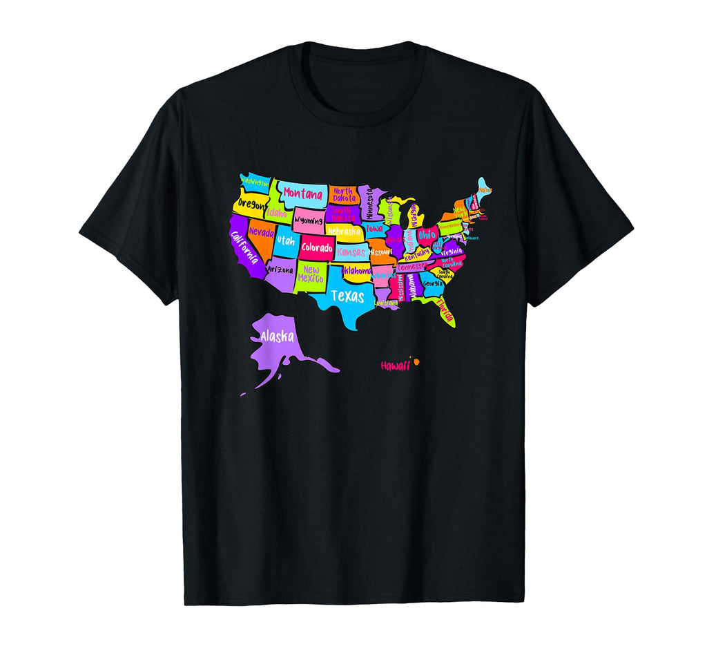 United States America Colorful Map T-Shirt - Trendy Graphic for Adults - T-Shirt, Sweatshirt, Hoodie