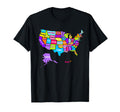 United States America Colorful Map T-Shirt - Trendy Graphic for Adults - T-Shirt, Sweatshirt, Hoodie