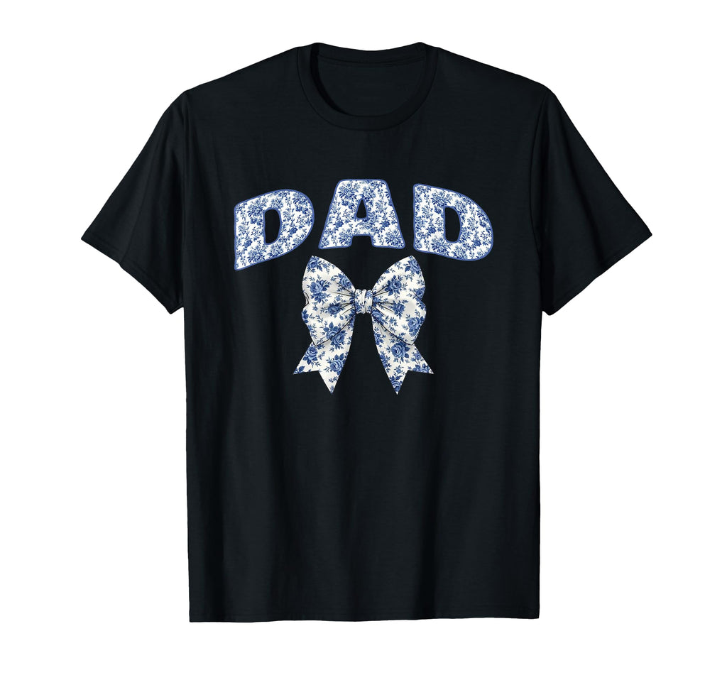 Dad Coquette Toile Blue Bow Floral T-Shirt - Graphic Print for Adults - T-Shirt, Sweatshirt, Hoodie