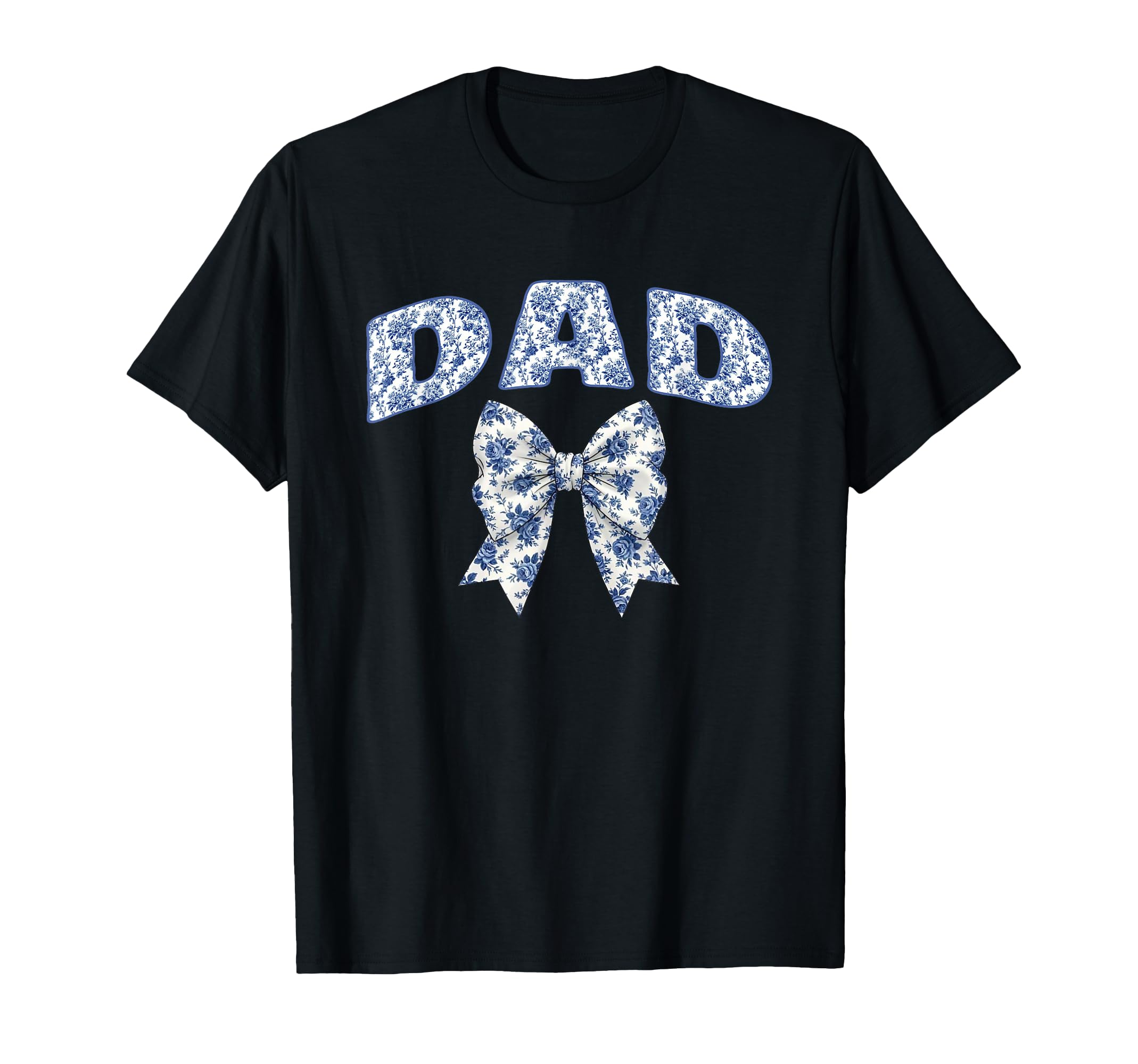 Dad Coquette Toile Blue Bow Floral T-Shirt - Graphic Print for Adults - T-Shirt, Sweatshirt, Hoodie