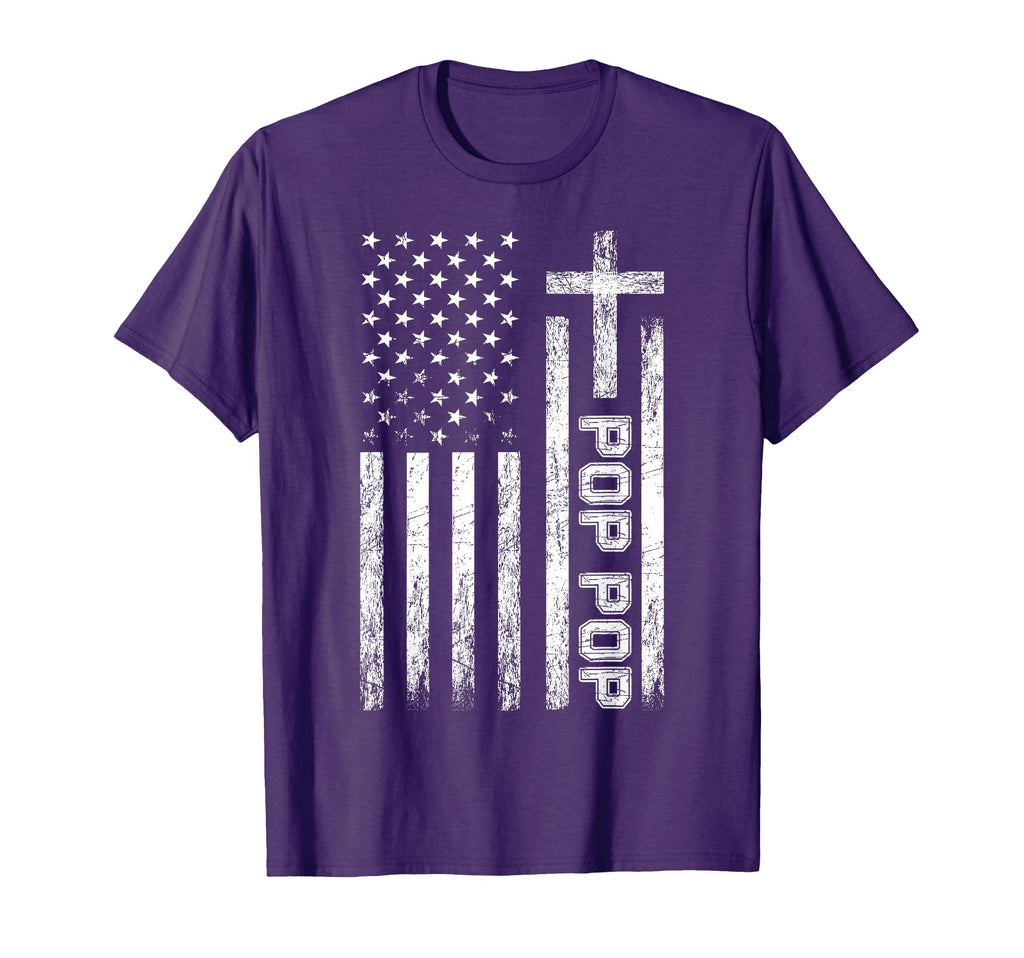 Pop Pop Usa American Flag Cross Christian T-Shirt - Unique Graphic Unisex - T-Shirt, Sweatshirt, Hoodie