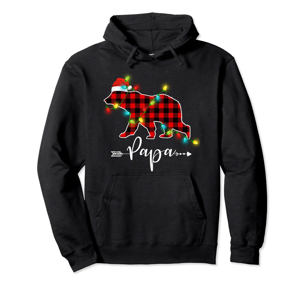 Red Plaid Papa Bear Matching Pajama Family Hoodie - Trendy Graphic Unisex - T-Shirt, Sweatshirt, Hoodie