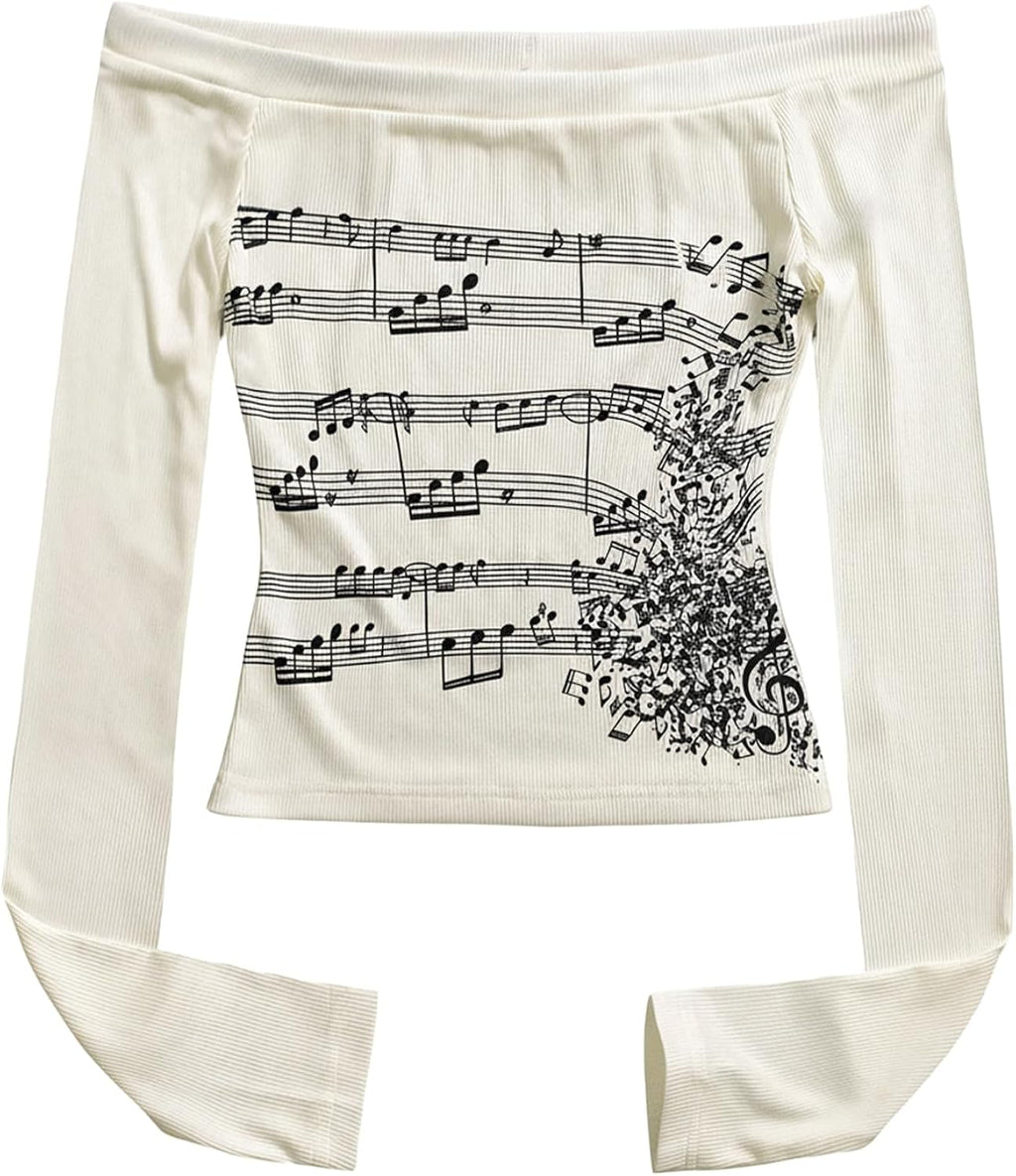 Women's Y2k Graphic Off The Shoulder Ribbed Knit Slim - Adult & Kids T-Shirts, Sweatshirts & Hoodies apparel design preview 1