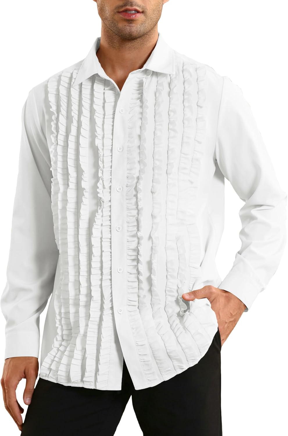 Mens Ruffle Tuxedo 80s Prom Ruffled Button Down Frill - Adult & Kids T-Shirts, Sweatshirts & Hoodies apparel design preview 1