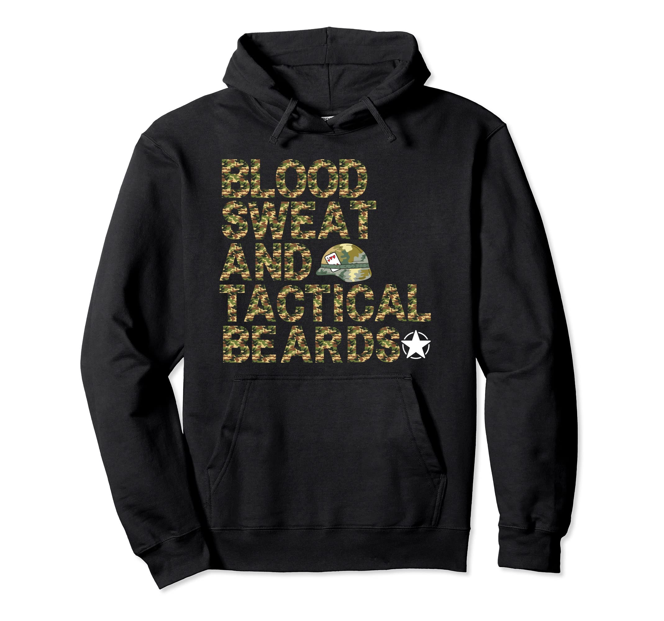 Military Bearded Dad Husband Beard Hoodie - Custom Art Print Men Women - T-Shirt, Sweatshirt, Hoodie