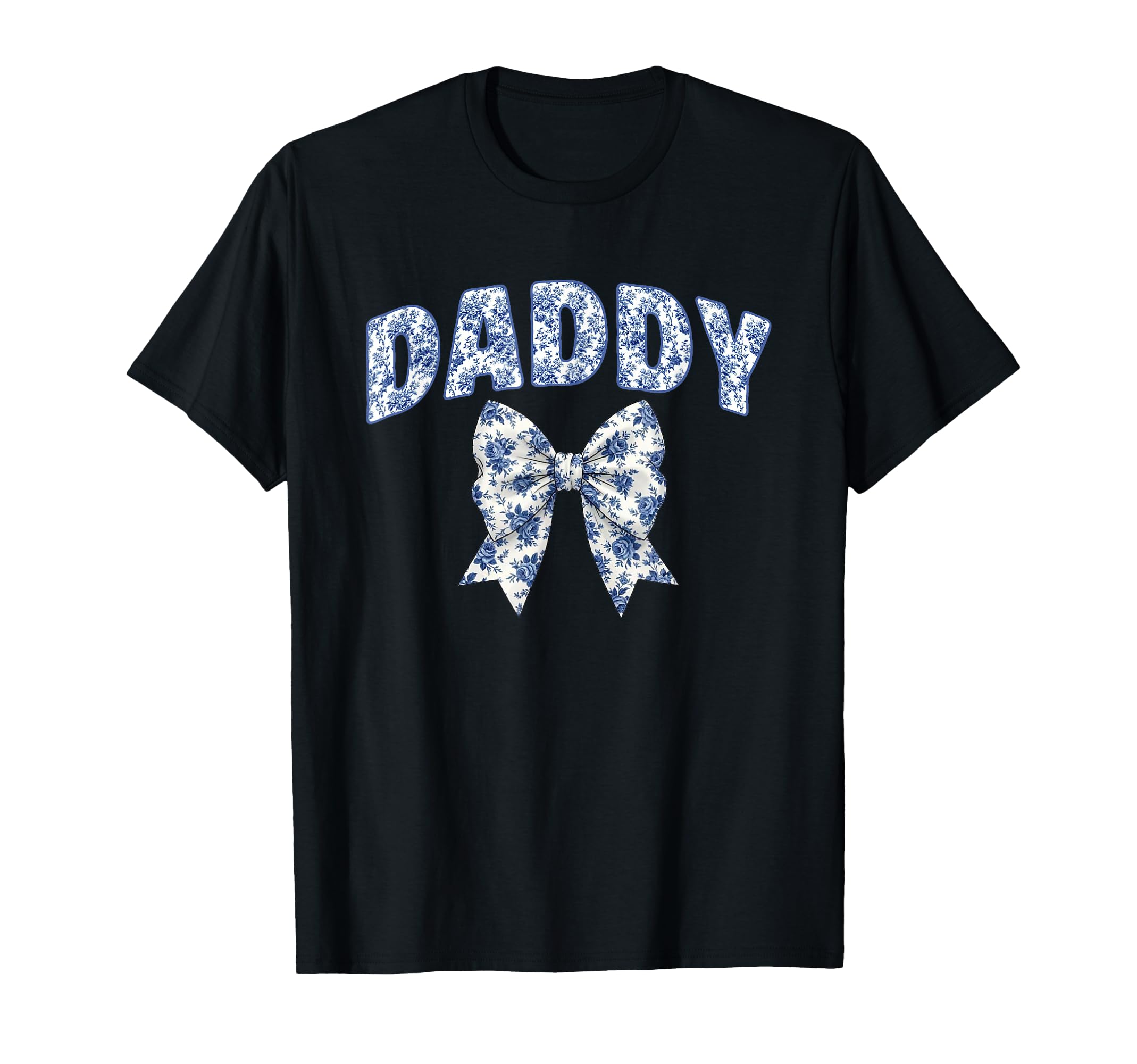Daddy Coquette Toile Blue Bow Floral T-Shirt - Custom Art Print Unisex - T-Shirt, Sweatshirt, Hoodie