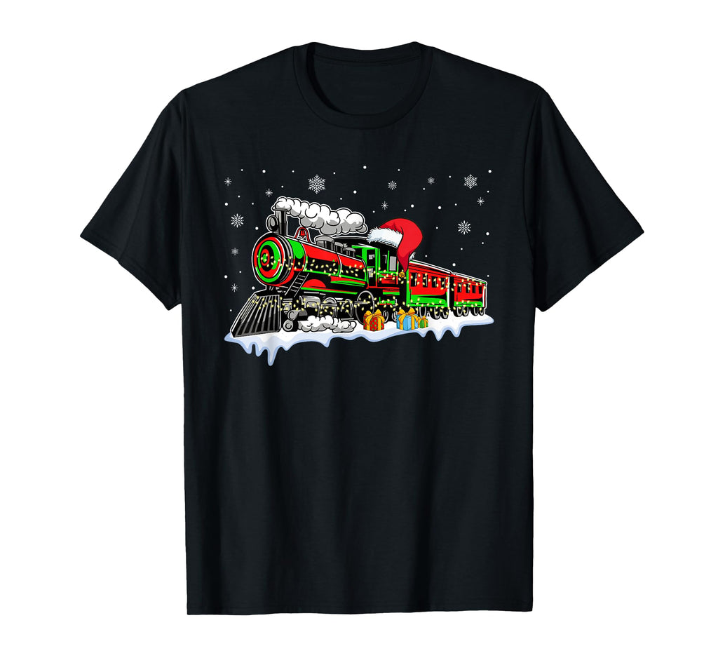 Train Santa Hat Pajama Train Distressed T-Shirt - Graphic Print Men Women - T-Shirt, Sweatshirt, Hoodie