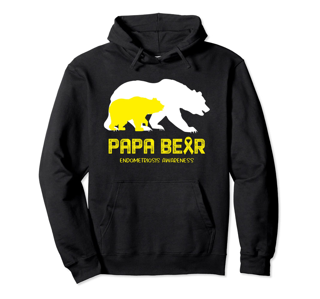 Papa Bear Support Endometriosis Hoodie - Aesthetic Graphic for Adults - T-Shirt, Sweatshirt, Hoodie