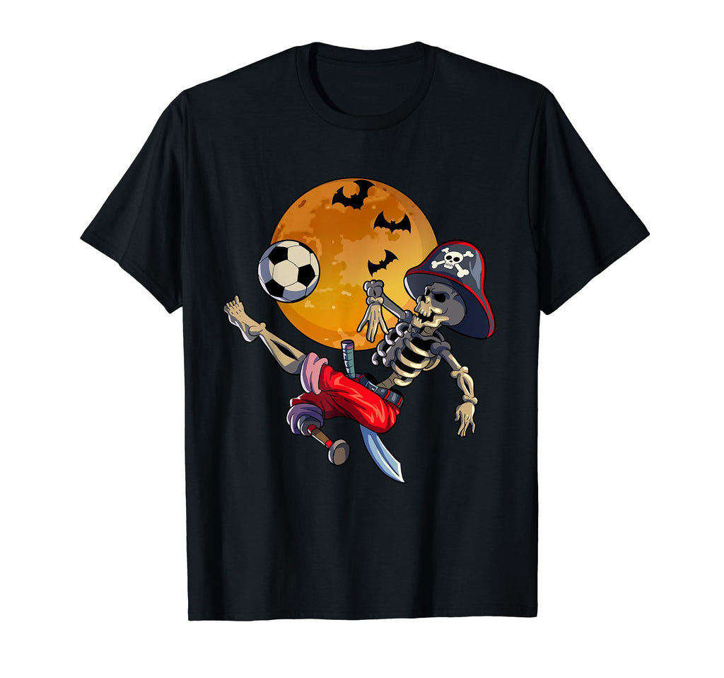 Soccer Skeleton Halloween Soccer Pirate T-Shirt - Graphic Print Men Women - T-Shirt, Sweatshirt, Hoodie