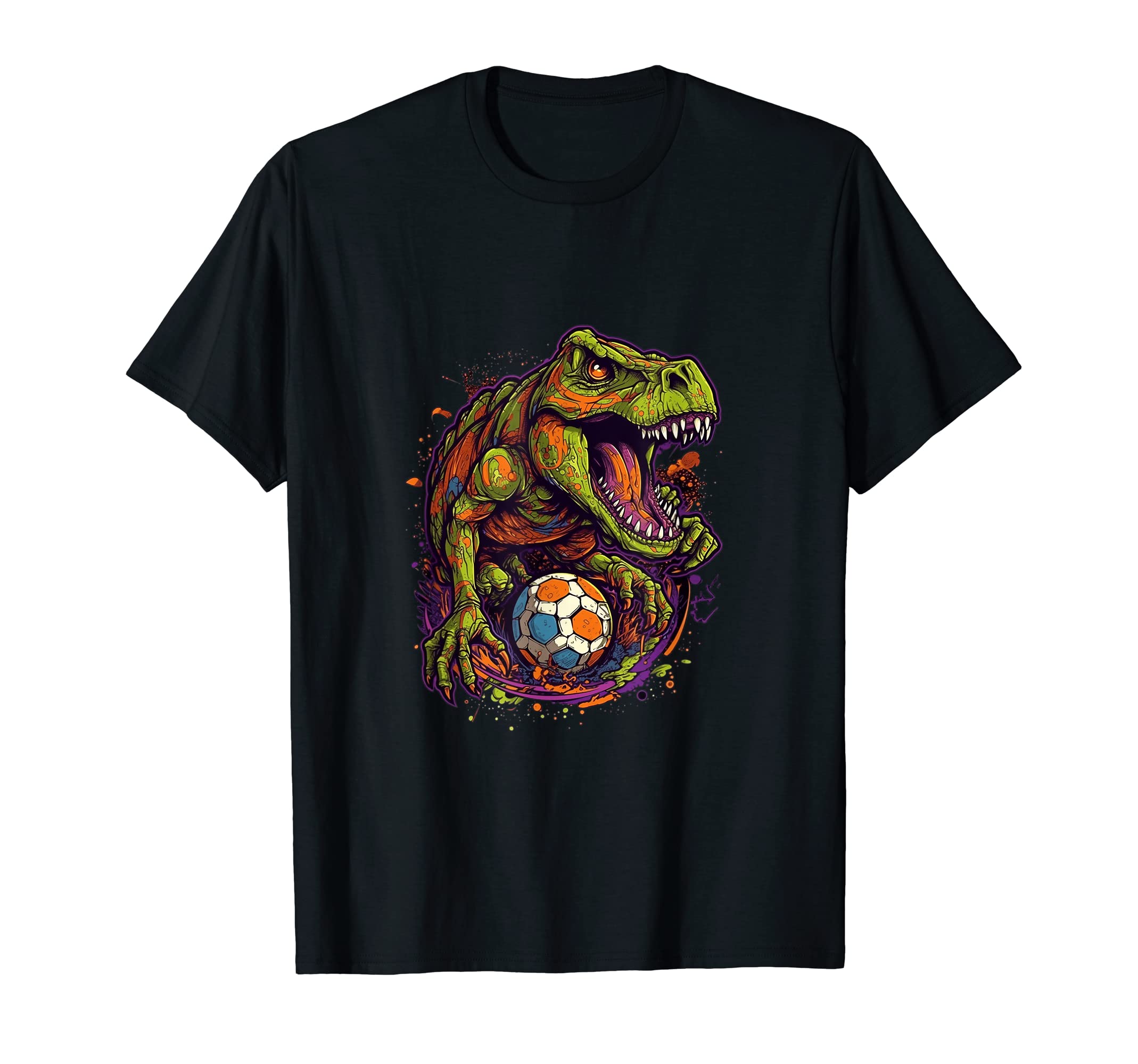 T Rex Playing Soccer Funny Dinosaur T-Shirt - Custom Art Print Men Women - T-Shirt, Sweatshirt, Hoodie