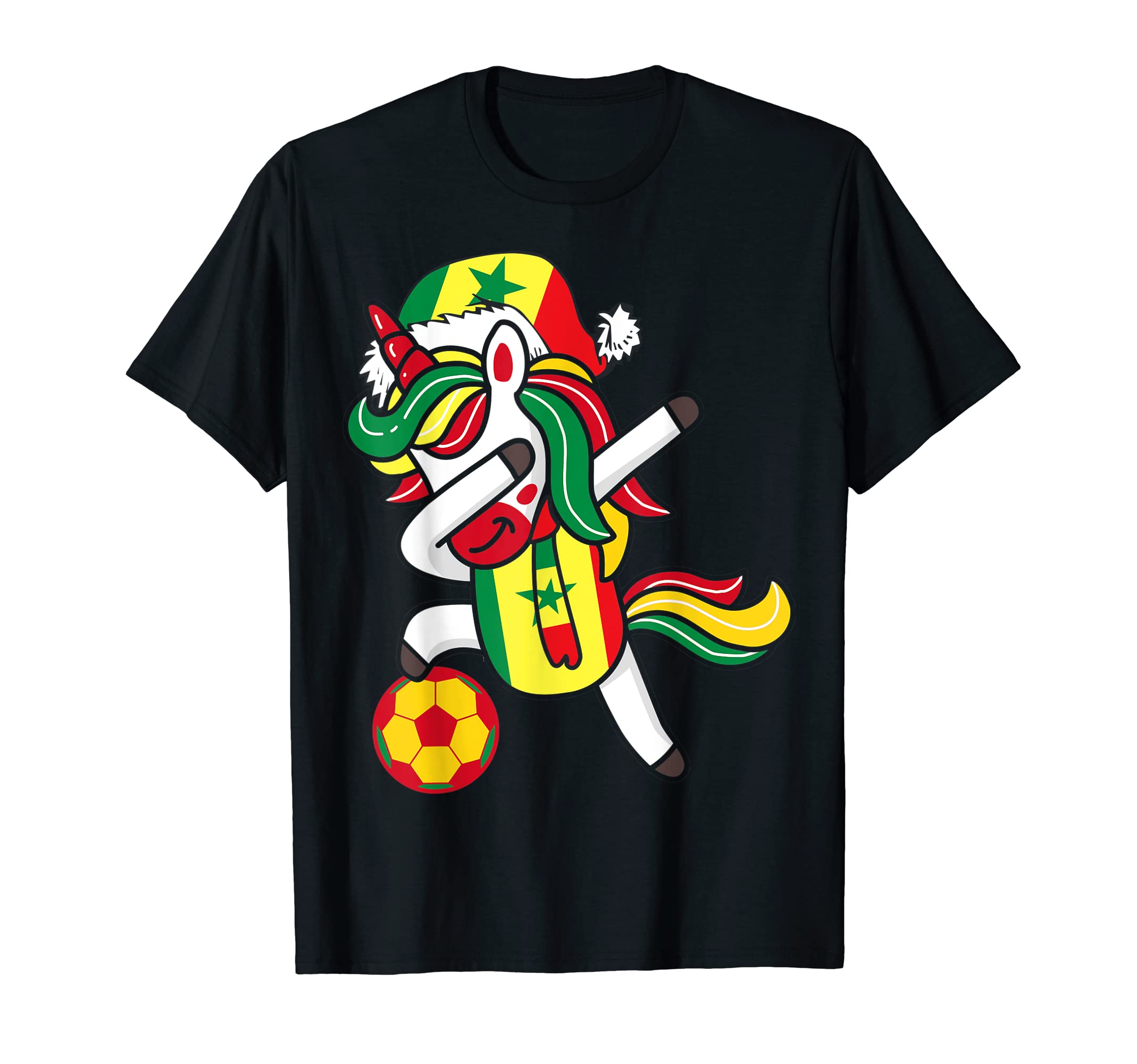Soccer Dabbing Unicorn Hat Senegal T-Shirt - Novelty Apparel Unisex - T-Shirt, Sweatshirt, Hoodie