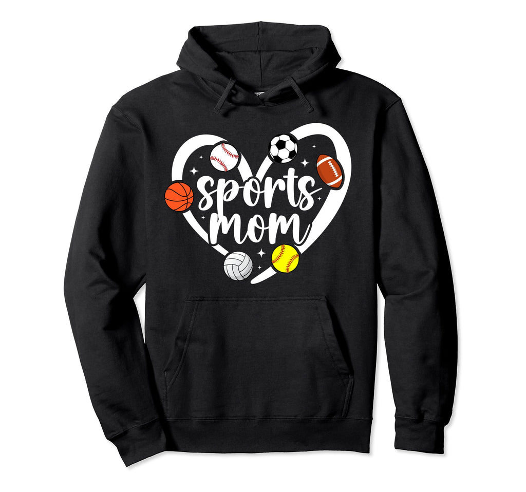 Sports Mom Heart Sports Mama Sports Hoodie - Minimalist Print for Adults - T-Shirt, Sweatshirt, Hoodie