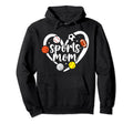 Sports Mom Heart Sports Mama Sports Hoodie - Minimalist Print for Adults - T-Shirt, Sweatshirt, Hoodie