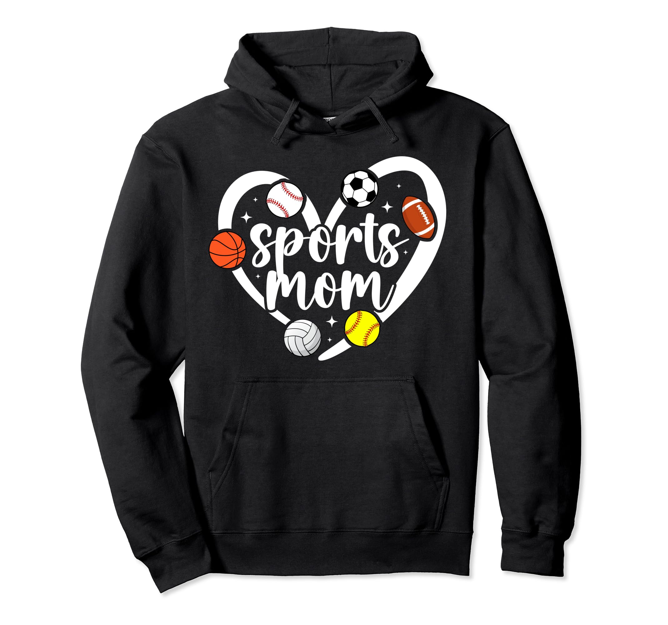 Sports Mom Heart Sports Mama Sports Hoodie - Minimalist Print for Adults - T-Shirt, Sweatshirt, Hoodie