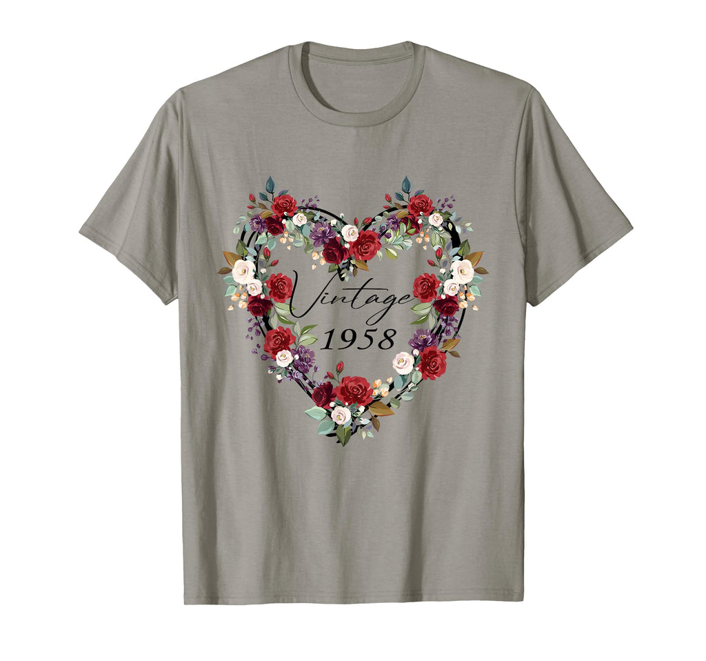 Happy Birthday 1958 Birthday Floral Flower T-Shirt - Trendy Graphic Unisex - T-Shirt, Sweatshirt, Hoodie