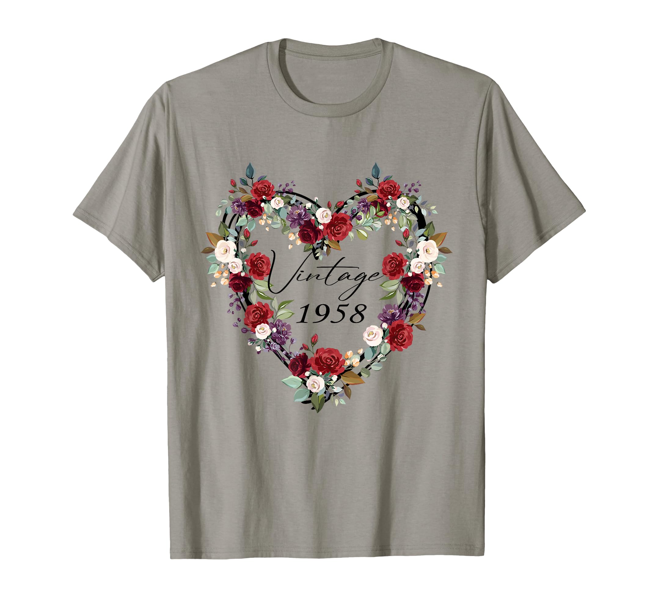 Happy Birthday 1958 Birthday Floral Flower T-Shirt - Trendy Graphic Unisex - T-Shirt, Sweatshirt, Hoodie