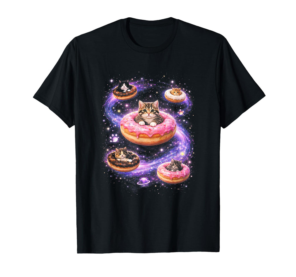 Space Cat Donut 90S Kitten Kitty T-Shirt - Minimalist Print Men Women - T-Shirt, Sweatshirt, Hoodie