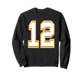 Number 12 Red Yellow White Football Sweatshirt - Unique Graphic Unisex - T-Shirt, Sweatshirt, Hoodie