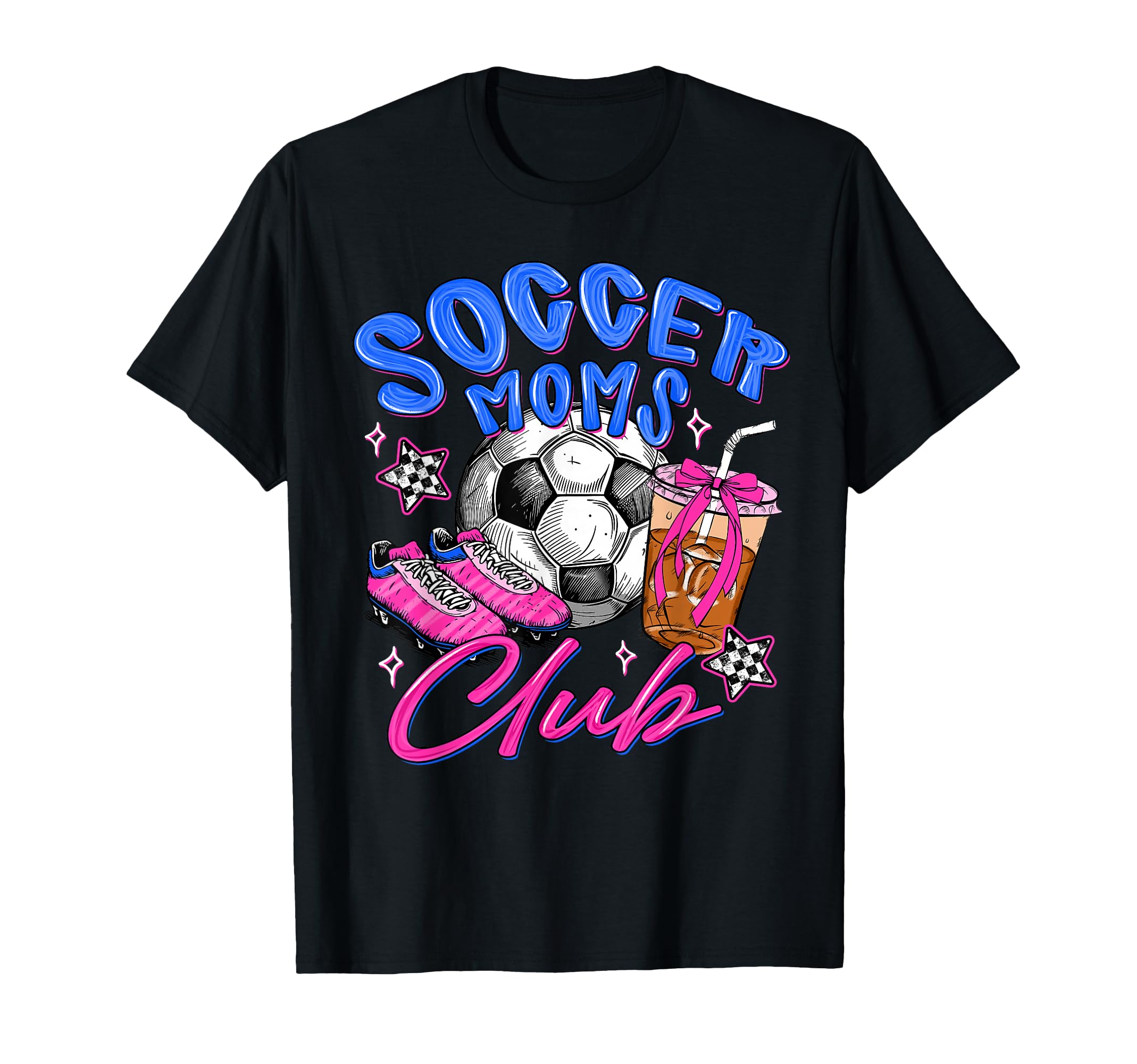 Soccer Moms Club Bow Coffee T-Shirt - Fun Novelty Design Men Women - T-Shirt, Sweatshirt, Hoodie
