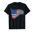 Checkered American Flag Racing T-Shirt - Trendy Graphic Men Women - T-Shirt, Sweatshirt, Hoodie