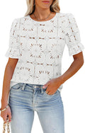 Women's Eyelet Tops Puff Short Sleeve Blouses Dressy - Adult & Kids T-Shirts, Sweatshirts & Hoodies apparel design preview 1