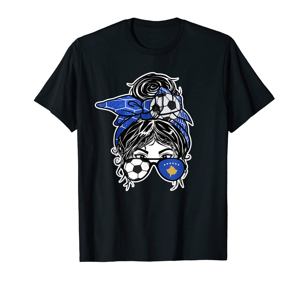Messy Bun Hair Kosovar Soccer Kosovo T-Shirt - Custom Art Print Unisex - T-Shirt, Sweatshirt, Hoodie