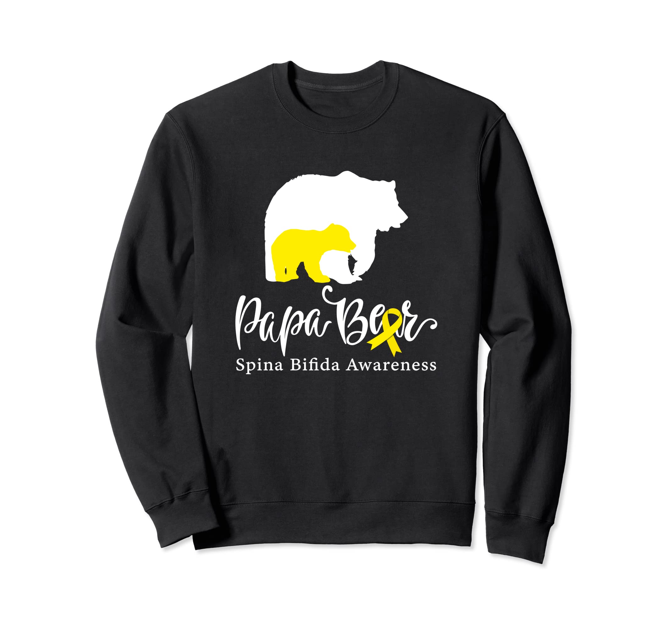 Papa Bear Yellow Ribbon Spina Bifida Sweatshirt - Graphic Print Unisex - T-Shirt, Sweatshirt, Hoodie