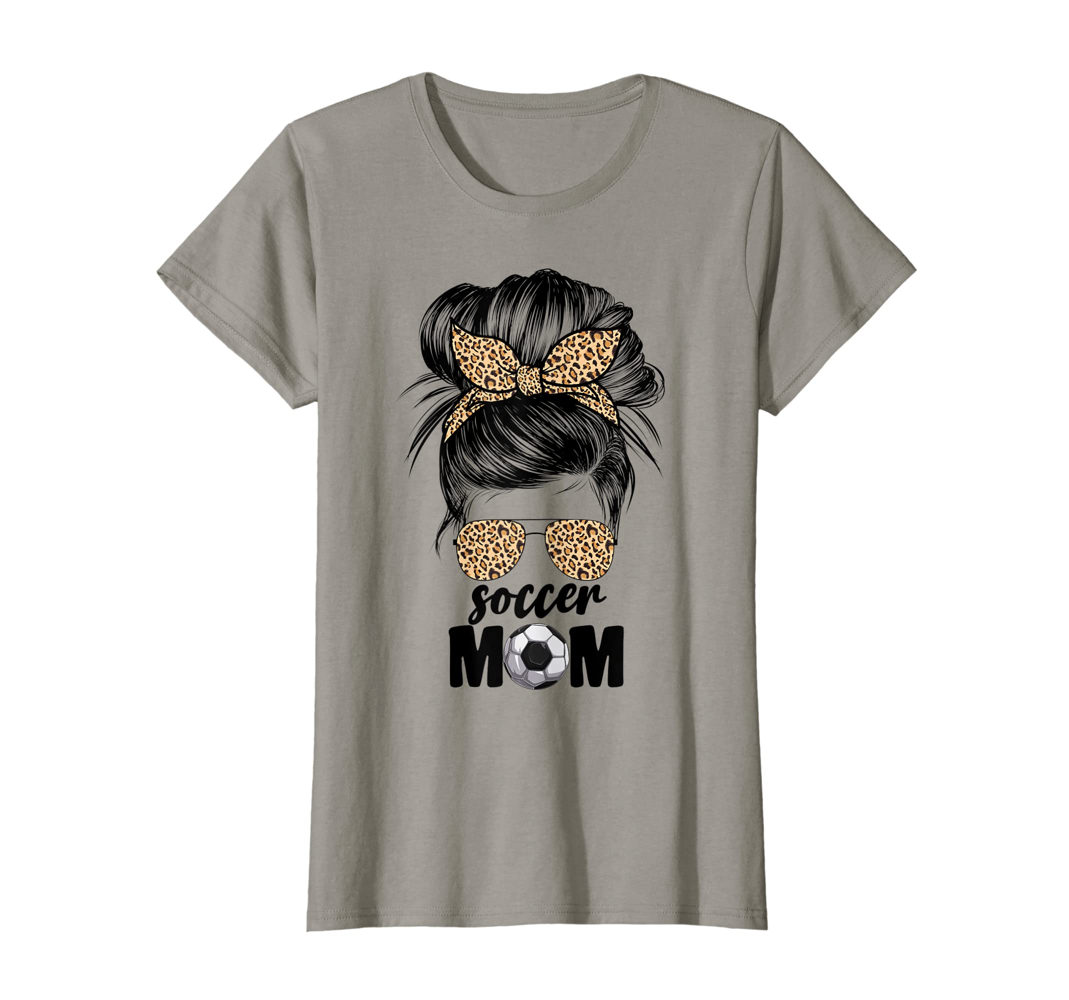 Womens Soccer Mom Mama Leopard Messy T-Shirt - Trendy Graphic Men Women - T-Shirt, Sweatshirt, Hoodie