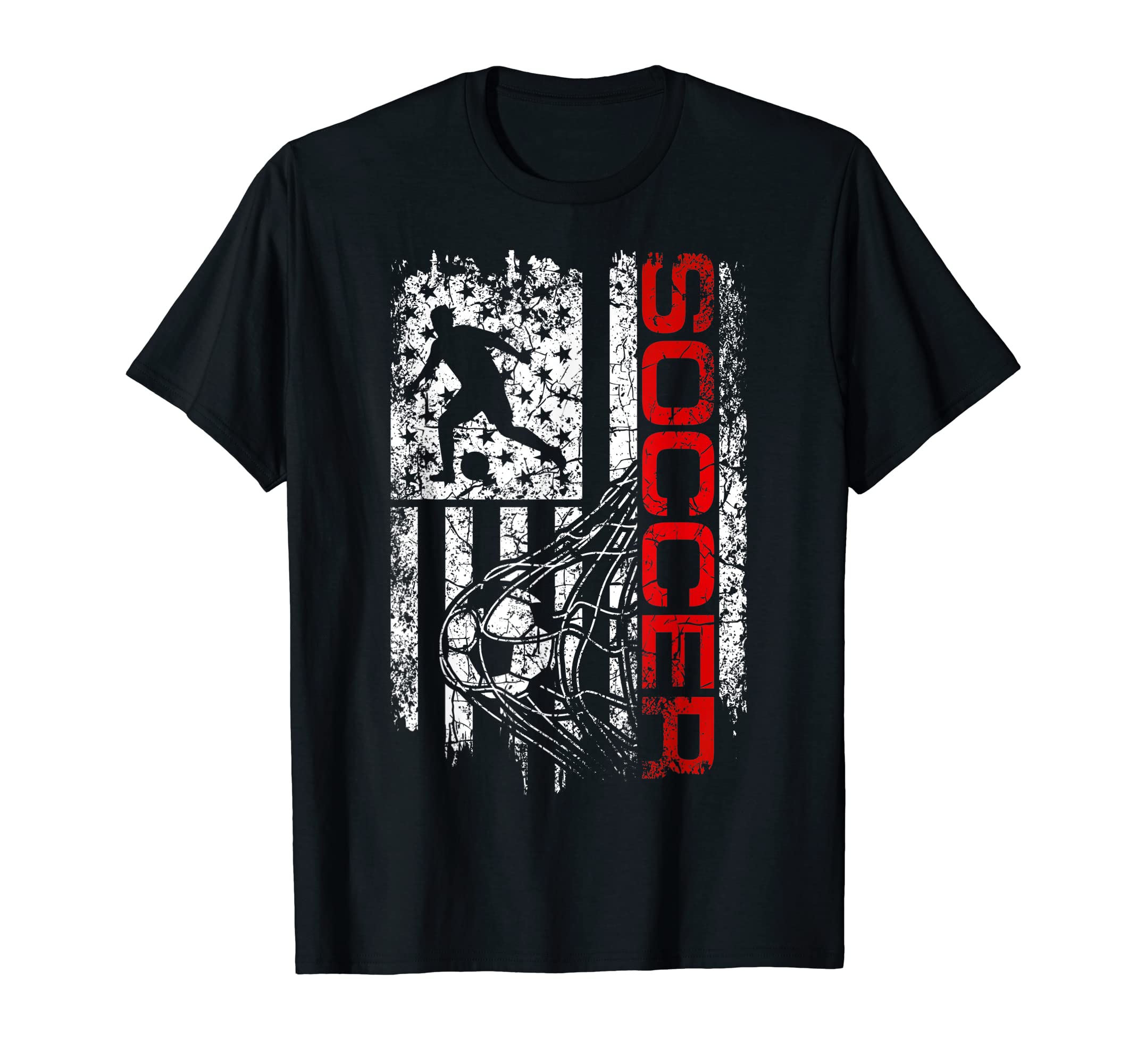 Soccer Player Sports American Flag Funny T-Shirt - Unique Graphic Unisex - T-Shirt, Sweatshirt, Hoodie