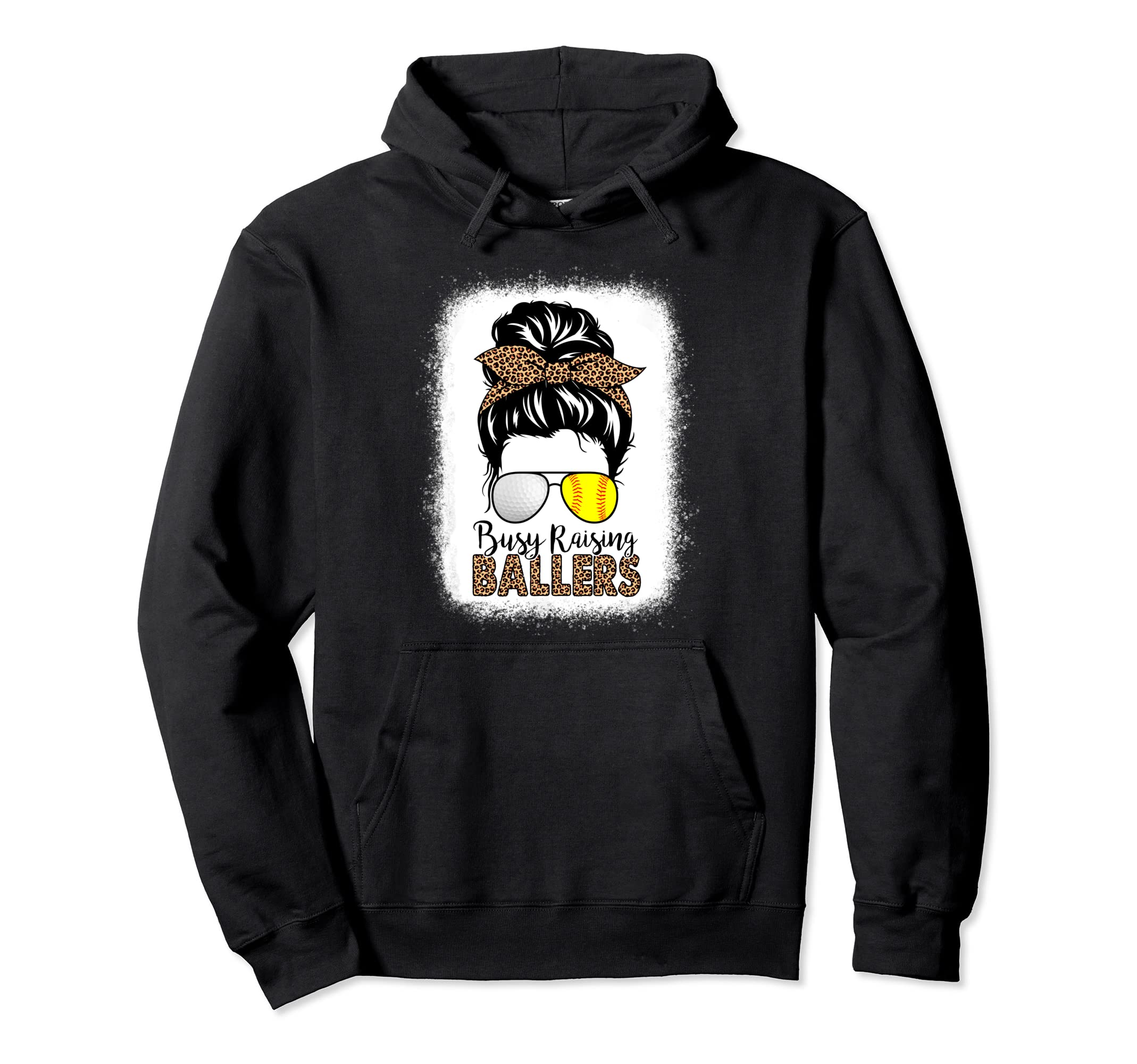 Golf And Softball Mom Messy Bun Hoodie - Streetwear Style for Adults - T-Shirt, Sweatshirt, Hoodie