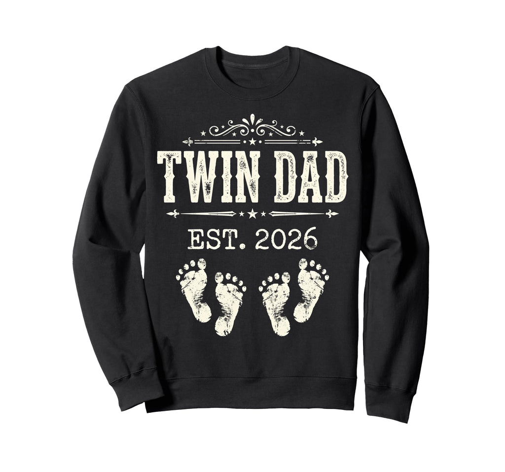 Twin Dad Est 2026 Pregnancy Sweatshirt - Aesthetic Graphic for Adults - T-Shirt, Sweatshirt, Hoodie