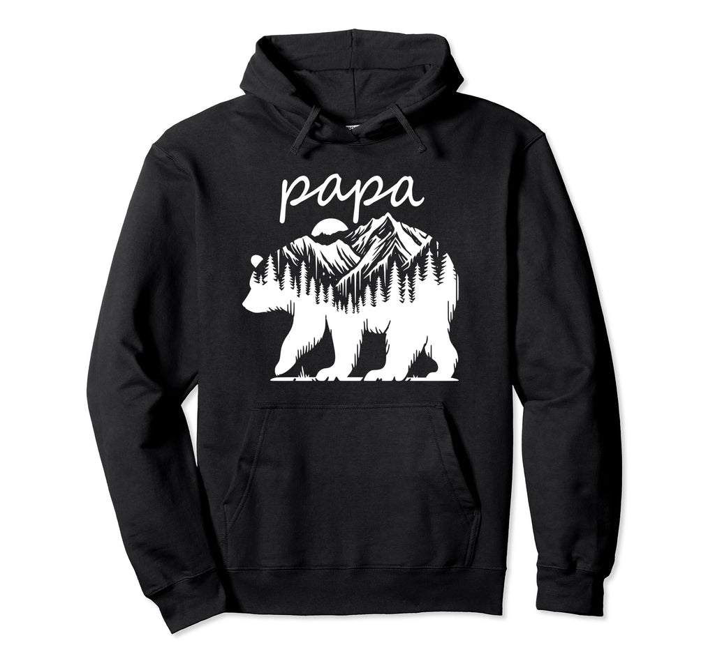 Papa Bear Forest Lake Mountain Scene Hoodie - Unique Graphic Unisex - T-Shirt, Sweatshirt, Hoodie