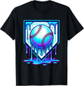 Baseball Drip Ice Cream Blue Glow Melt Ball Graphic - Adult & Kids T-Shirts, Sweatshirts & Hoodies apparel design preview 1