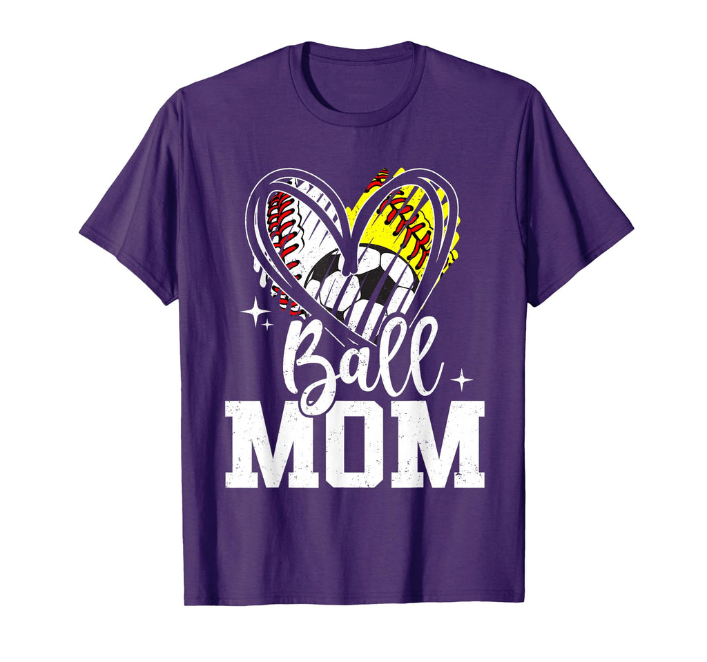 Ball Mom Baseball Softball Soccer Mom T-Shirt - Graphic Print Unisex - T-Shirt, Sweatshirt, Hoodie
